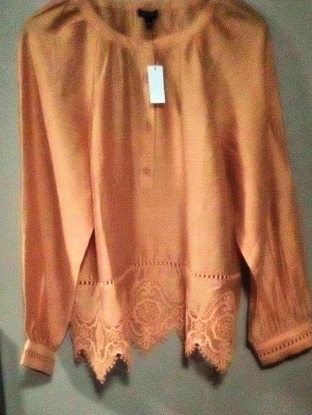 Boden Ruffled Georgette Top Lace Hem Blouse Pink Medium